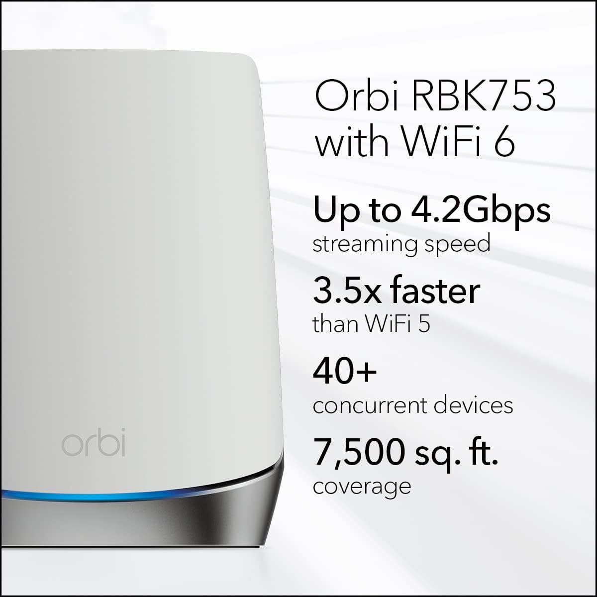 NETGEAR Orbi Whole Home Tri-band Mesh WiFi 6 System (RBK753) – Router with 2 Satellite Extenders | Coverage up to 7,500 sq. ft. and 40+ Devices | AX4200 (Up to 4.2Gbps)