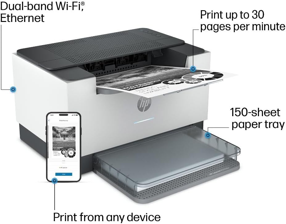 HP LaserJet M209dw Wireless Printer, Print, Fast speeds, Easy setup, Mobile printing, Best for small teams