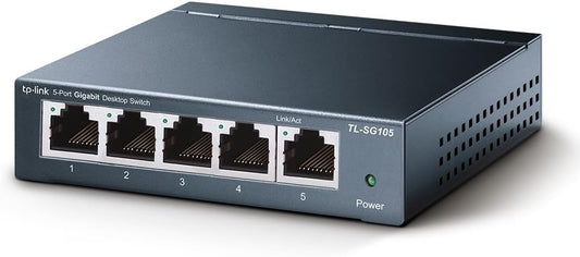 TP-Link TL-SG105, 5 Port Gigabit Unmanaged Ethernet Switch, Network Hub, Ethernet Splitter, Plug & Play, Fanless Metal Design, Shielded Ports, Traffic Optimization,Navy Blue