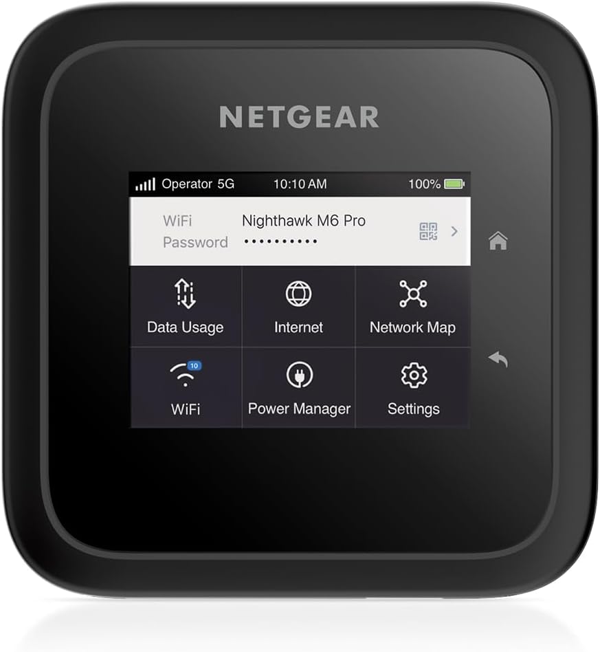 NETGEAR Nighthawk M6 Pro Mobile Hotspot 5G mmWave, 8Gbps, Unlocked,AT&T, T-Mobile,Verizon International Roaming 125 Countries,WiFi 6E,Portable Device with touch control, Modem Wireless Router(MR6550)