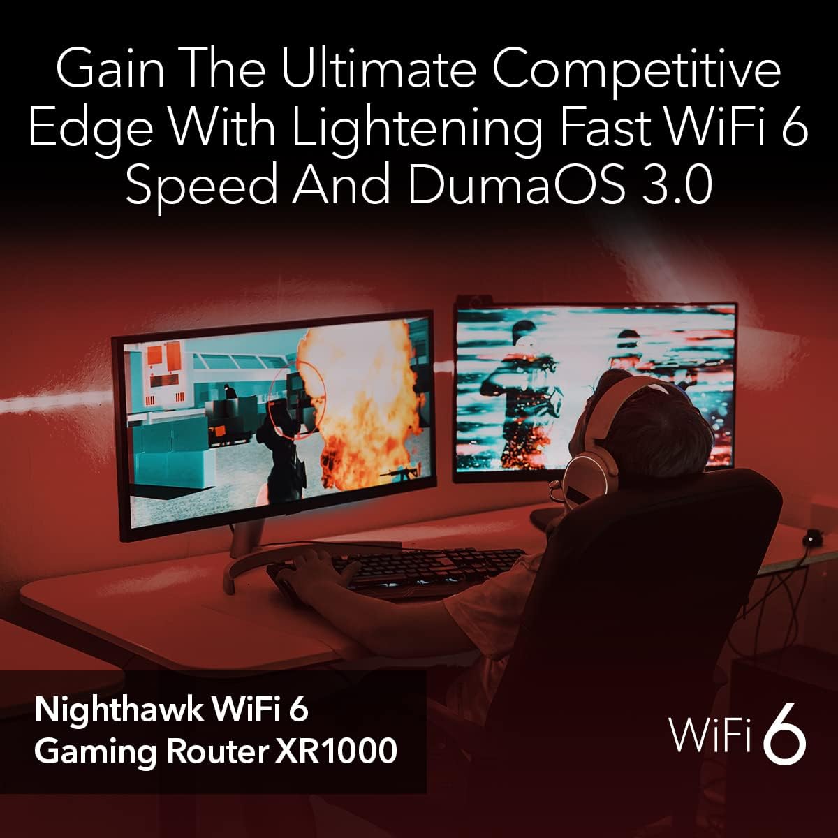 NETGEAR Nighthawk Pro Gaming WiFi 6 Router (XR1000) 6-Stream AX5400 Wireless Speed (up to 5.4Gbps) | DumaOS 3.0 Optimizes Lag-Free Server Connections 4 x 1G Ethernet and 1 USB Ports