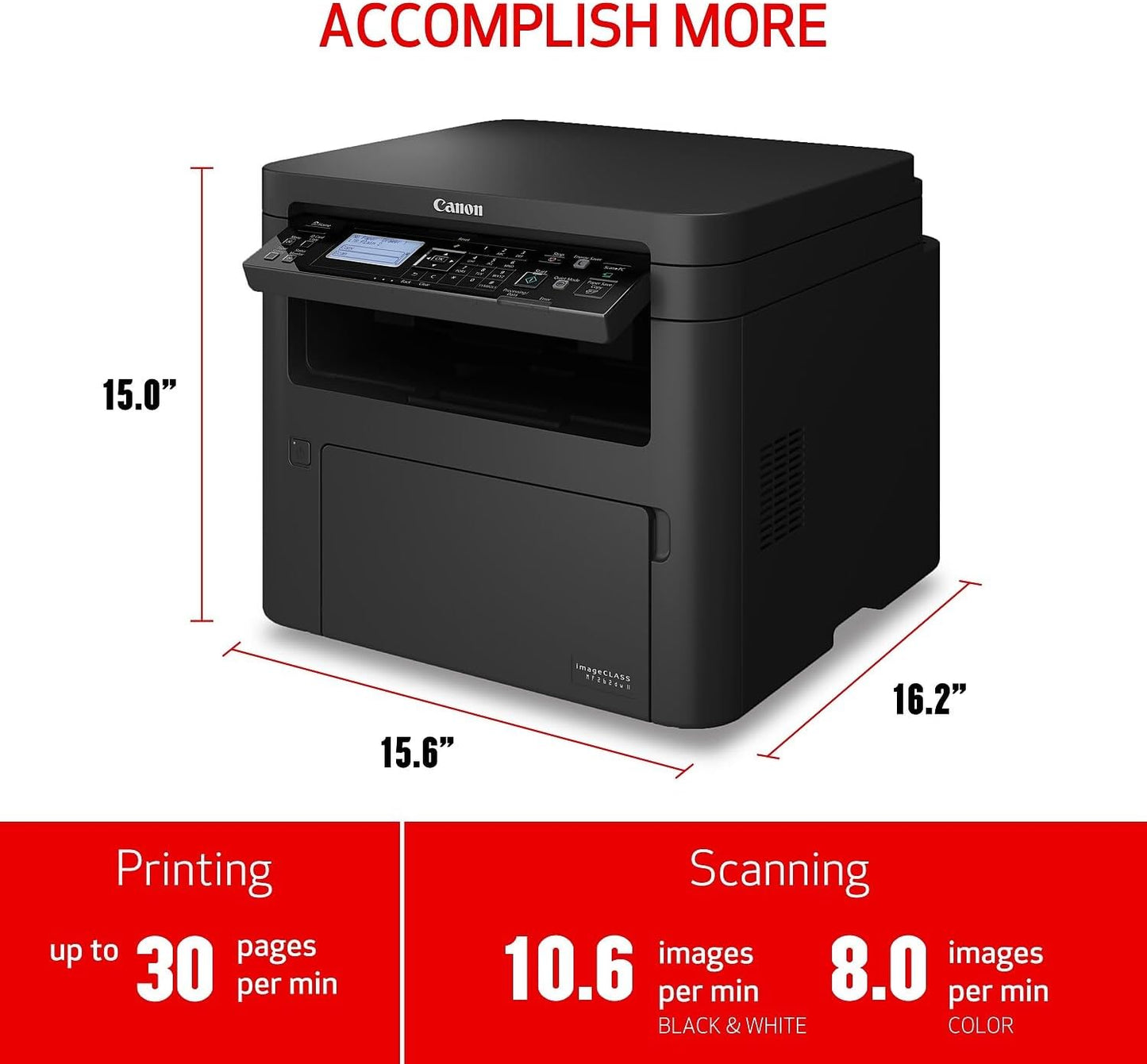 Canon imageCLASS MF262dw II - Wireless Monochrome Laser Printer with Print, Copy and Scan, Black