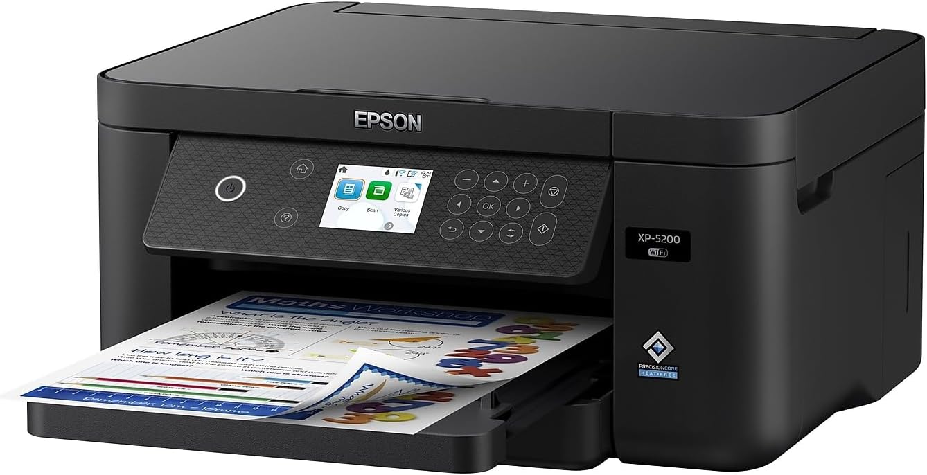 Epson Expression Home XP-5200 Wireless Color All-in-One Printer with Scan, Copy, Automatic 2-Sided Printing, Borderless Photos, 150-Sheet Paper Tray and 2.4" Color Display,Black