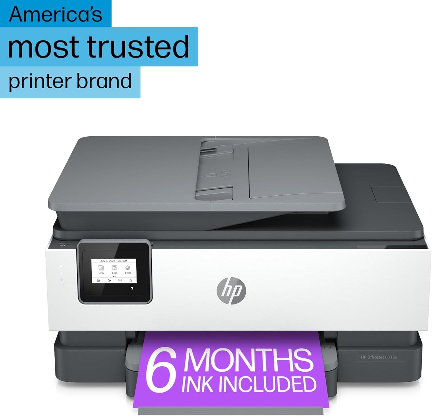 HP OfficeJet 8015e Wireless Color All-in-One Printer with 6 months of ink included with HP+ (228F5A)