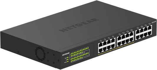 NETGEAR 24-Port Gigabit Ethernet Unmanaged PoE+ Switch (GS324P) - with 16 x PoE+ @ 190W, Desktop or Rackmount