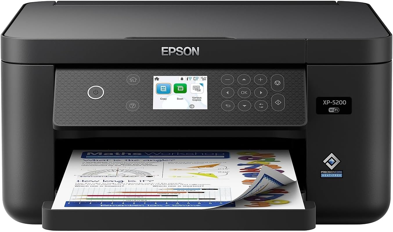 Epson Expression Home XP-5200 Wireless Color All-in-One Printer with Scan, Copy, Automatic 2-Sided Printing, Borderless Photos, 150-Sheet Paper Tray and 2.4" Color Display,Black