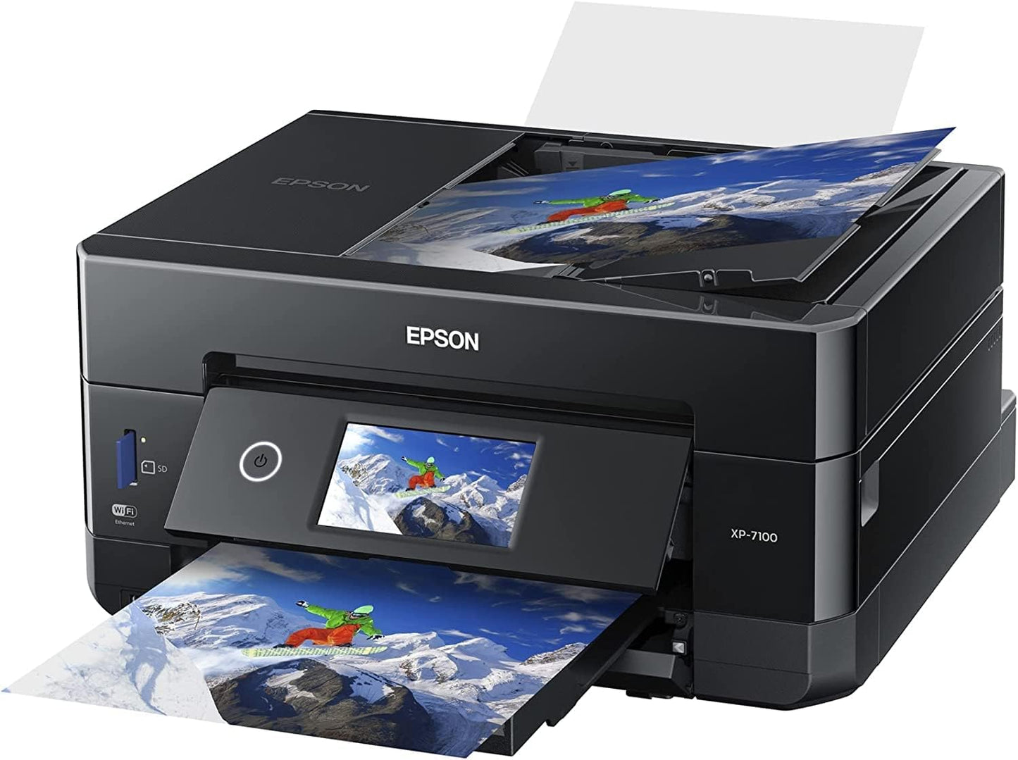 Epson Expression Premium XP-7100 All-in-One Color Inkjet Printer, Black - Print Scan Copy - 15 ppm, 5760 x 1440 dpi, Auto 2-Sided Printing, 30-Page ADF, Card Slot, Printable CD/DVD