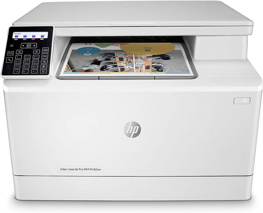 HP Color LaserJet Pro M182nw Wireless All-in-One Laser Printer, Remote Mobile Print, Scan & Copy, Works with Alexa (7KW55A), White