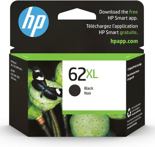 HP 62XL Black High-yield Ink cartridge | Works with HP ENVY 5540, 5640, 5660, 7640 Series, HP OfficeJet 5740, 8040 Series, HP OfficeJet Mobile 200, 250 Series | Eligible for Instant Ink | C2P05AN