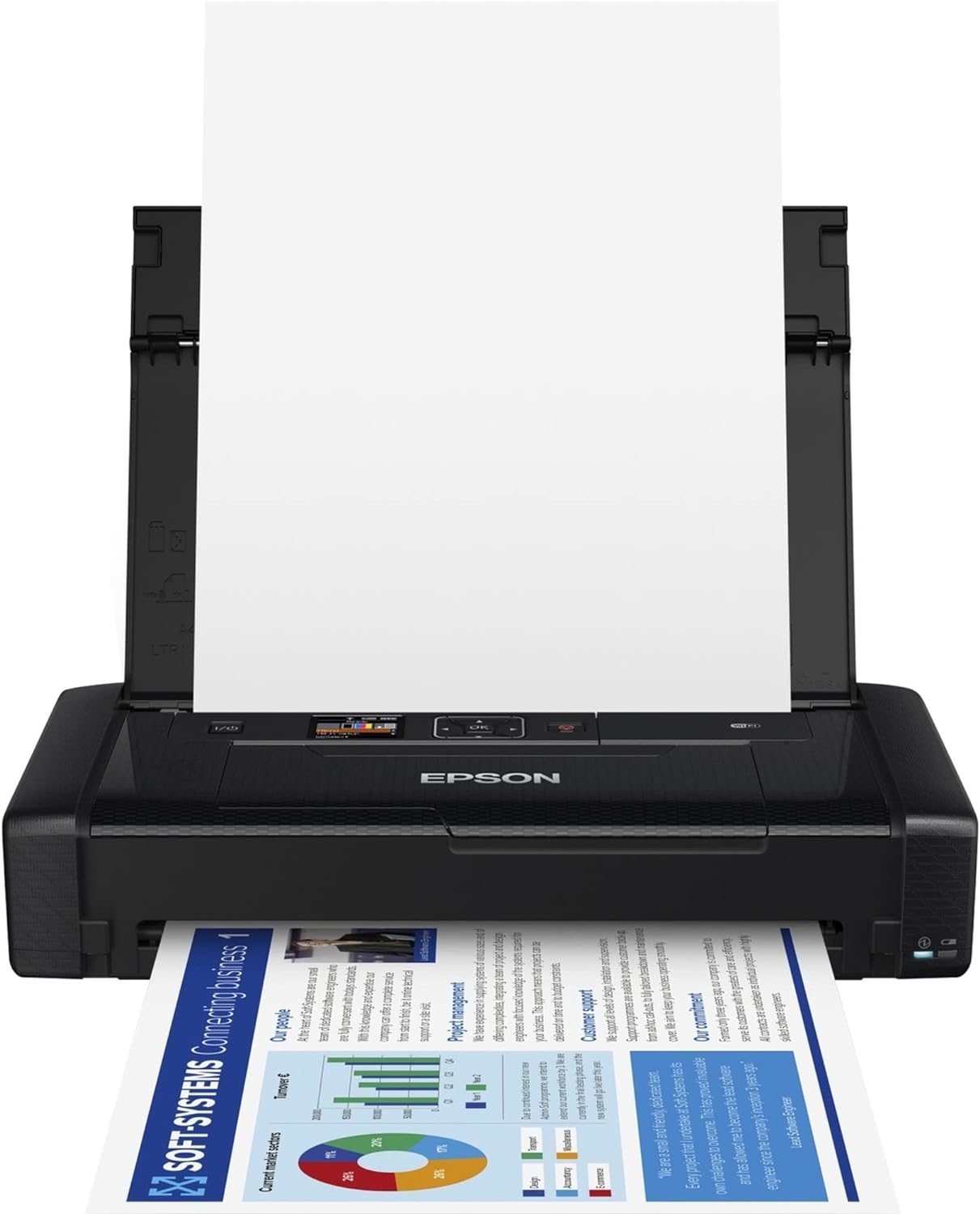 Epson Workforce WF-110 Wireless Color Mobile Printer,White, Small,Black