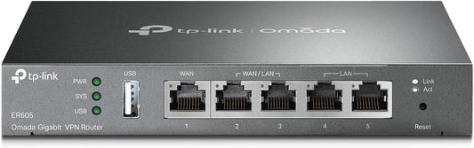 TP-Link ER605 V2 Wired Gigabit VPN Router | Up to 3 WAN Ethernet Ports + 1 USB WAN | SPI Firewall SMB Router | Omada SDN Integrated | Load Balance | Lightning Protection