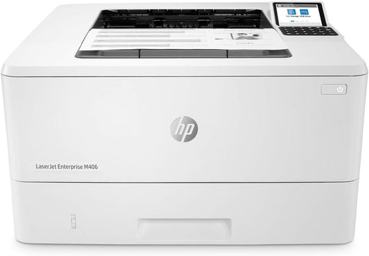 HP LaserJet Enterprise M406dn Monochrome Printer with built-in Ethernet & 2-sided printing (3PZ15A), white