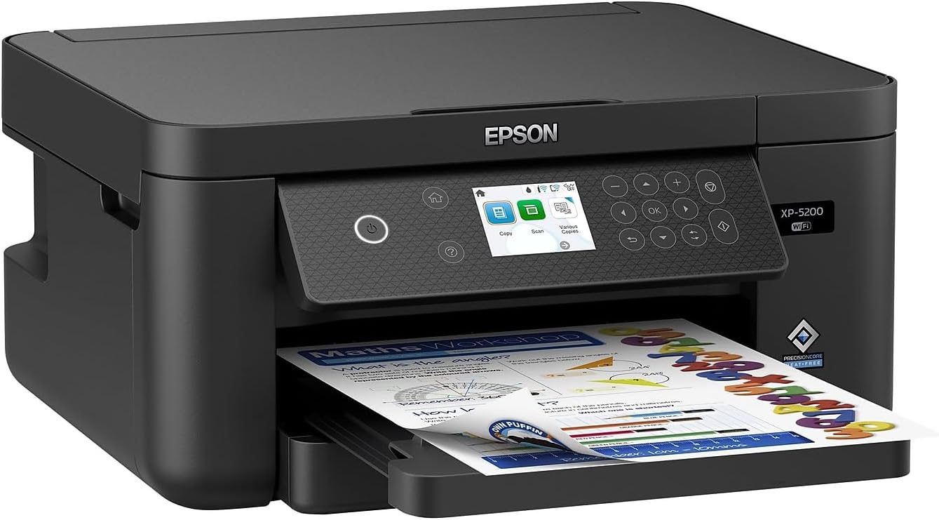 Epson Expression Home XP-5200 Wireless Color All-in-One Printer with Scan, Copy, Automatic 2-Sided Printing, Borderless Photos, 150-Sheet Paper Tray and 2.4" Color Display,Black