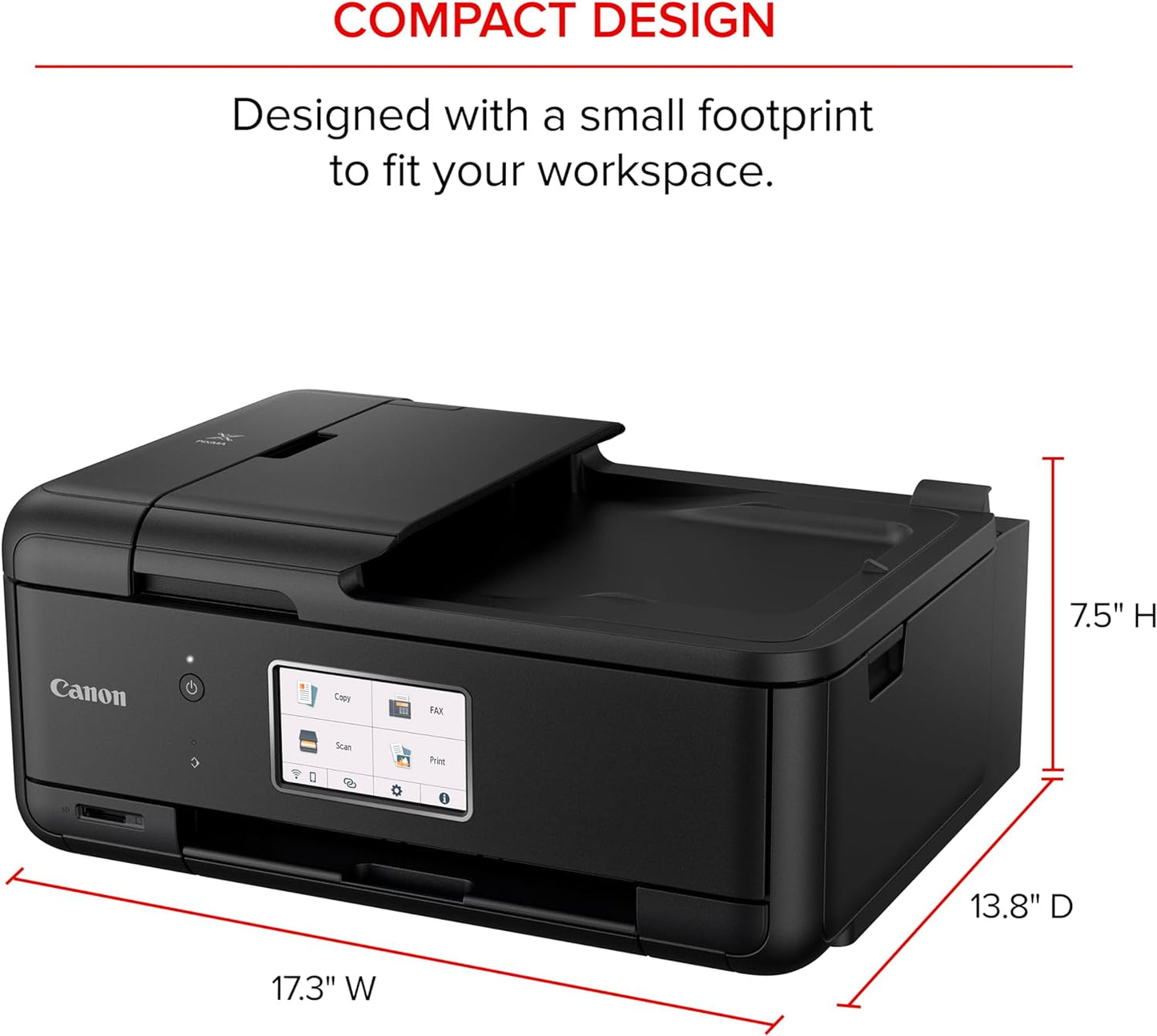 Canon PIXMA TR8620a - All-in-One Printer Home Office|Copier|Scanner|Fax|Auto Document Feeder | Photo, Document | Airprint (R), Android, Black, Works with Alexa