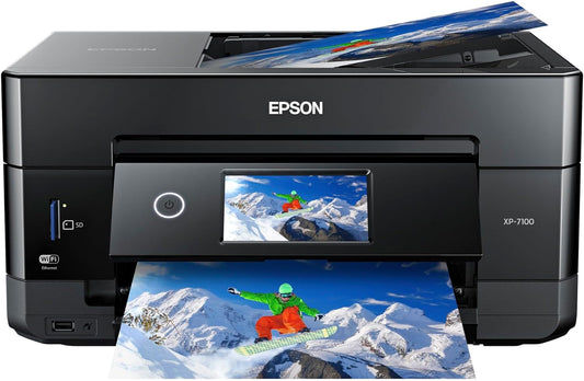 Epson Expression Premium XP-7100 Wireless Color Photo Printer with ADF, Scanner and Copier, Black, Small