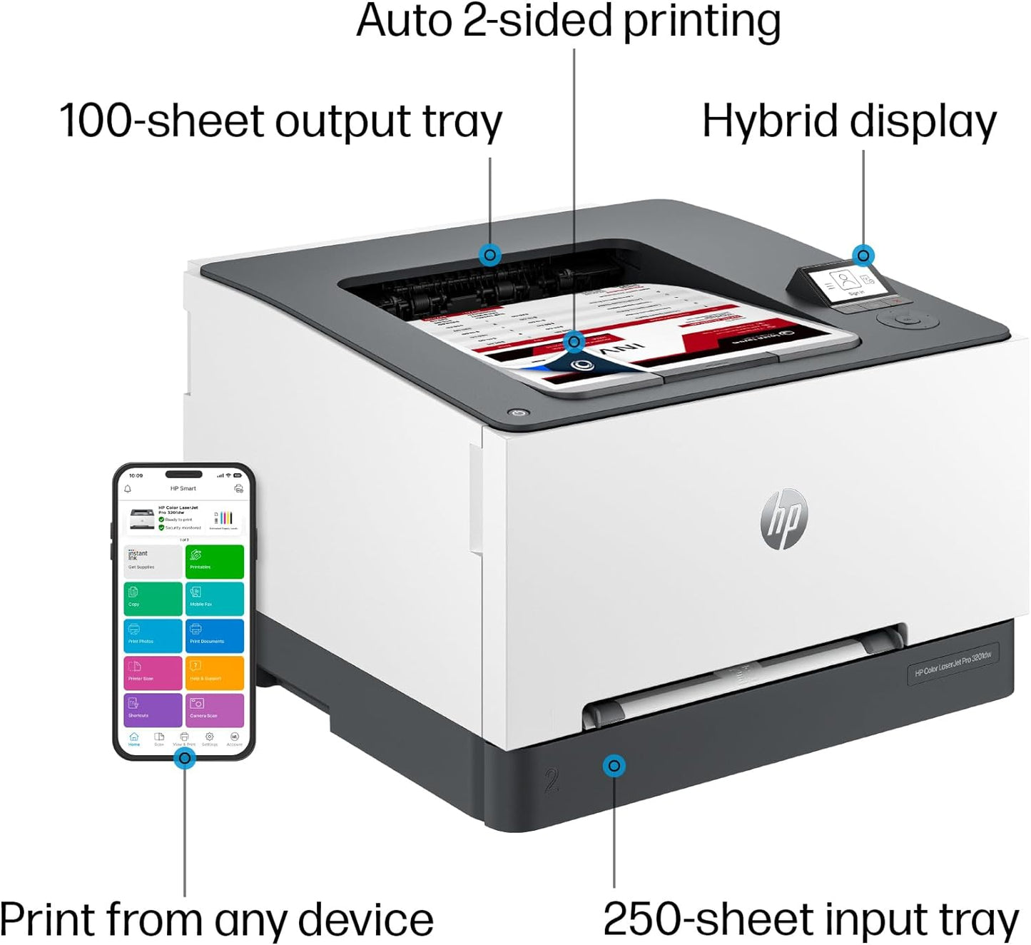 HP Color Laserjet Pro 3201dw Wireless Color Laser Printer, Office Printer, Duplex, Best-for-Office (499Q9F)