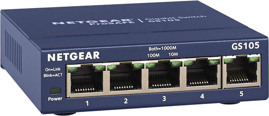 NETGEAR 5-Port Gigabit Ethernet Unmanaged Switch (GS105NA) - Desktop or Wall Mount, and Limited Lifetime Protection Gray