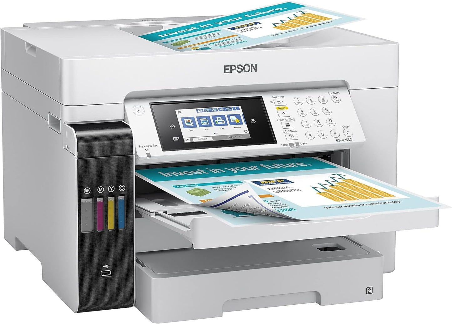 Epson EcoTank Pro ET-16650 Wireless Wide-Format Color All-in-One Supertank Printer with Scanner, Copier, Fax and Ethernet, White