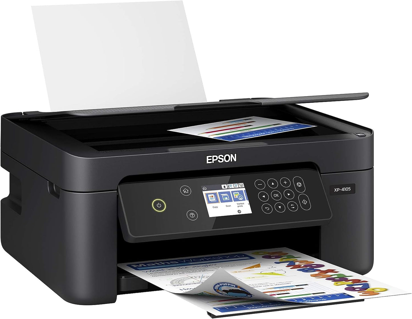 Epson Expression Home XP-4105 Wireless All-in-One Color Inkjet Printer, Black - Print Copy Scan - 10.0 ppm, 5760 x 1440 dpi, 2.4" LCD, Auto 2-Sided Printing, Voice Activated, DAODYANG Printer_Cable