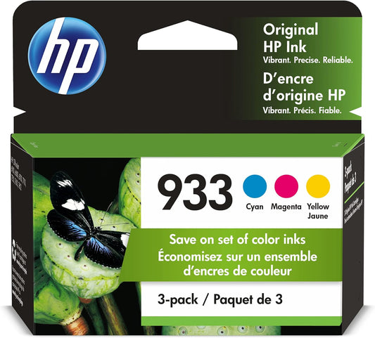 HP 933 Cyan, Magenta, Yellow Ink Cartridges| Works with HP OfficeJet 6100, 6600, 6700, 7110, 7510, 7610 Series | N9H56FN, Combo 3-Pack