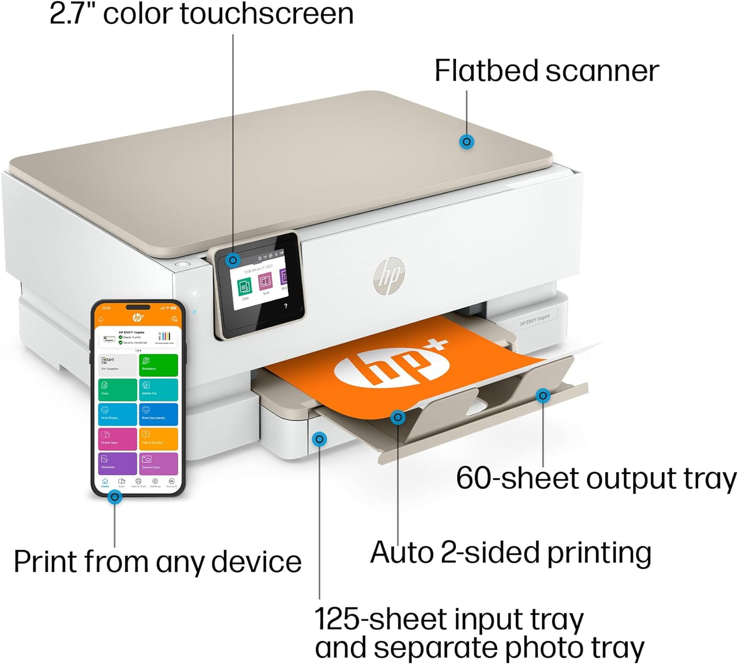 HP ENVY Inspire 7255e Wireless Color Thermal Inkjet Printer, Print, scan, copy, Easy setup,Mobile printing, Best-for-home, Instant Ink with HP+ (3 months included)