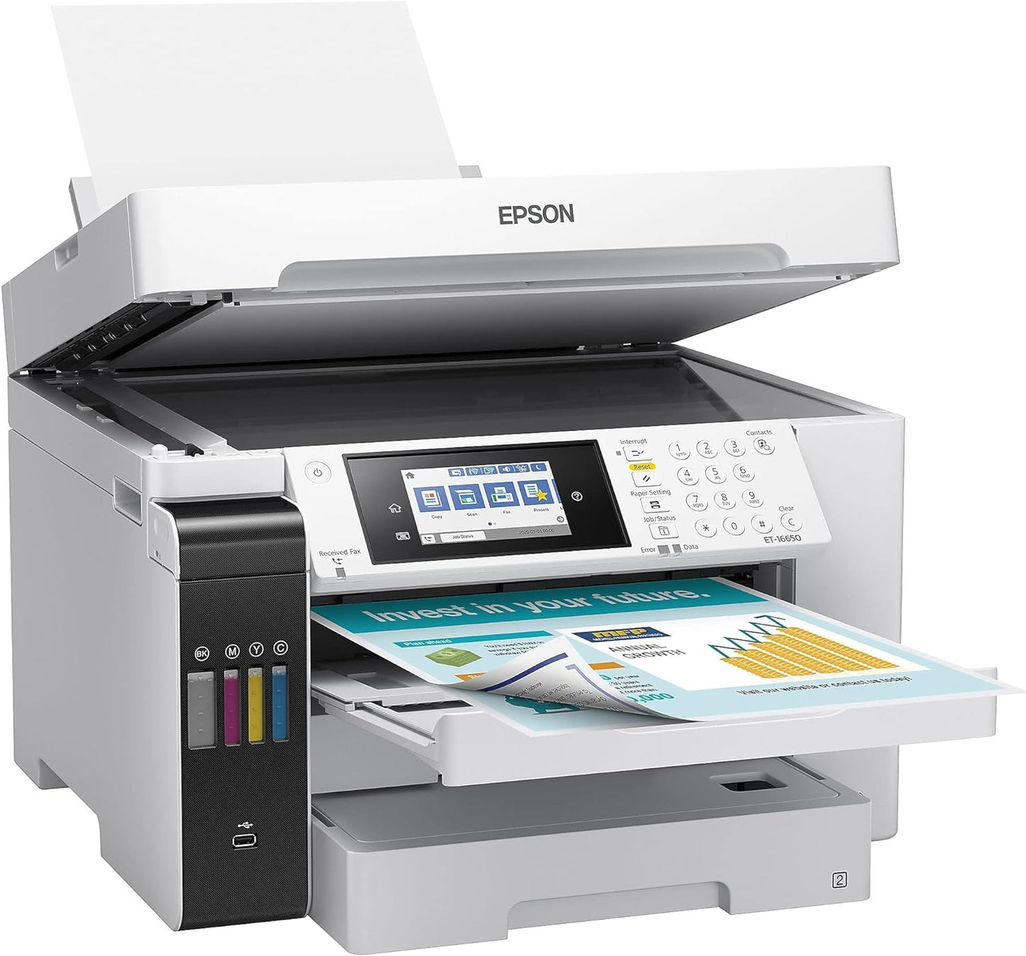 Epson EcoTank Pro ET-16650 Wireless Wide-Format Color All-in-One Supertank Printer with Scanner, Copier, Fax and Ethernet, White