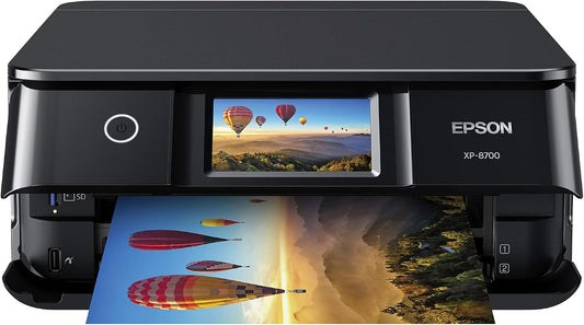 Epson Expression Photo XP-8700 Wireless All-in-One Printer with Built-in Scanner and Copier and 4.3" Color Touchscreen, Black