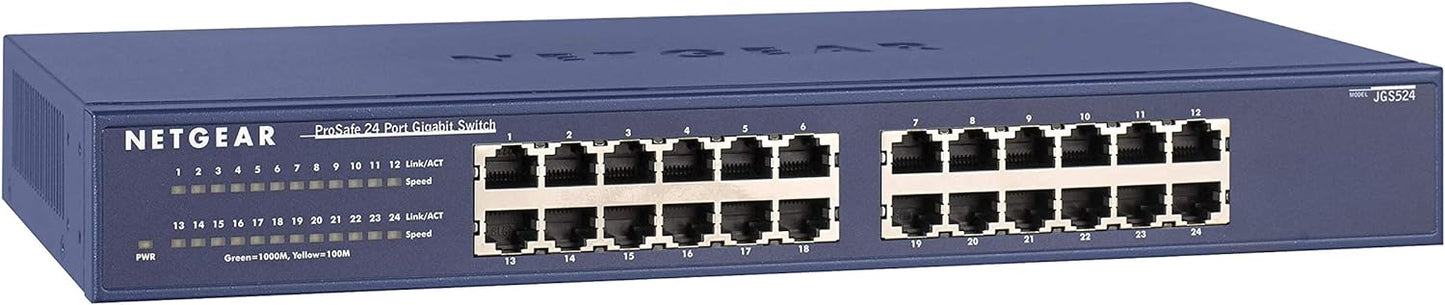 NETGEAR 24-Port Gigabit Ethernet Unmanaged Switch (JGS524) - Desktop or Rackmount, and Limited Lifetime Protection