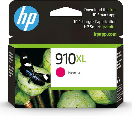 HP 910XL Magenta High-yield Ink Cartridge | Works with HP OfficeJet 8010, 8020 Series, HP OfficeJet Pro 8020, 8030 Series | Eligible for Instant Ink | 3YL63AN