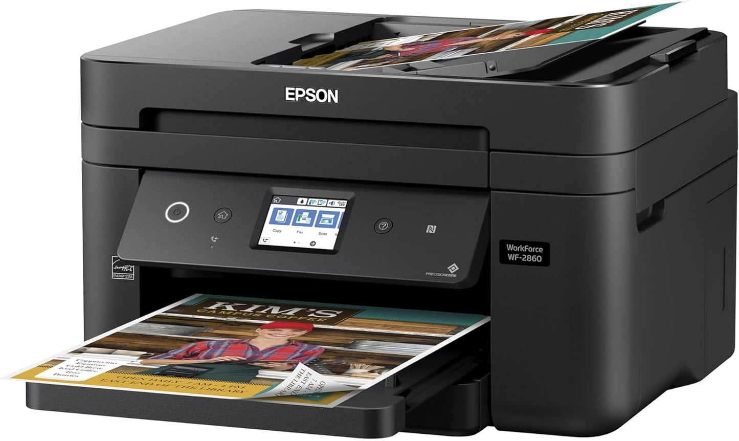 Epson Workforce WF-2860 All-in-One Wireless Color Printer with Scanner, Copier, Fax, Ethernet, Wi-Fi Direct and NFC, Amazon Dash Replenishment Ready