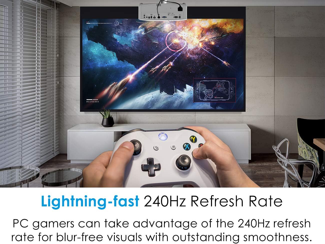 Optoma UHD30 True 4K UHD Gaming Projector | 16ms Response Time with Enhanced Gaming Mode | Lowest Input Lag on 4K Projector | 240Hz Refresh Rate | HDR10 & HLG