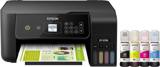 Epson EcoTank ET-2720 Wireless Color All-in-One Supertank Printer with Scanner and Copier - Black