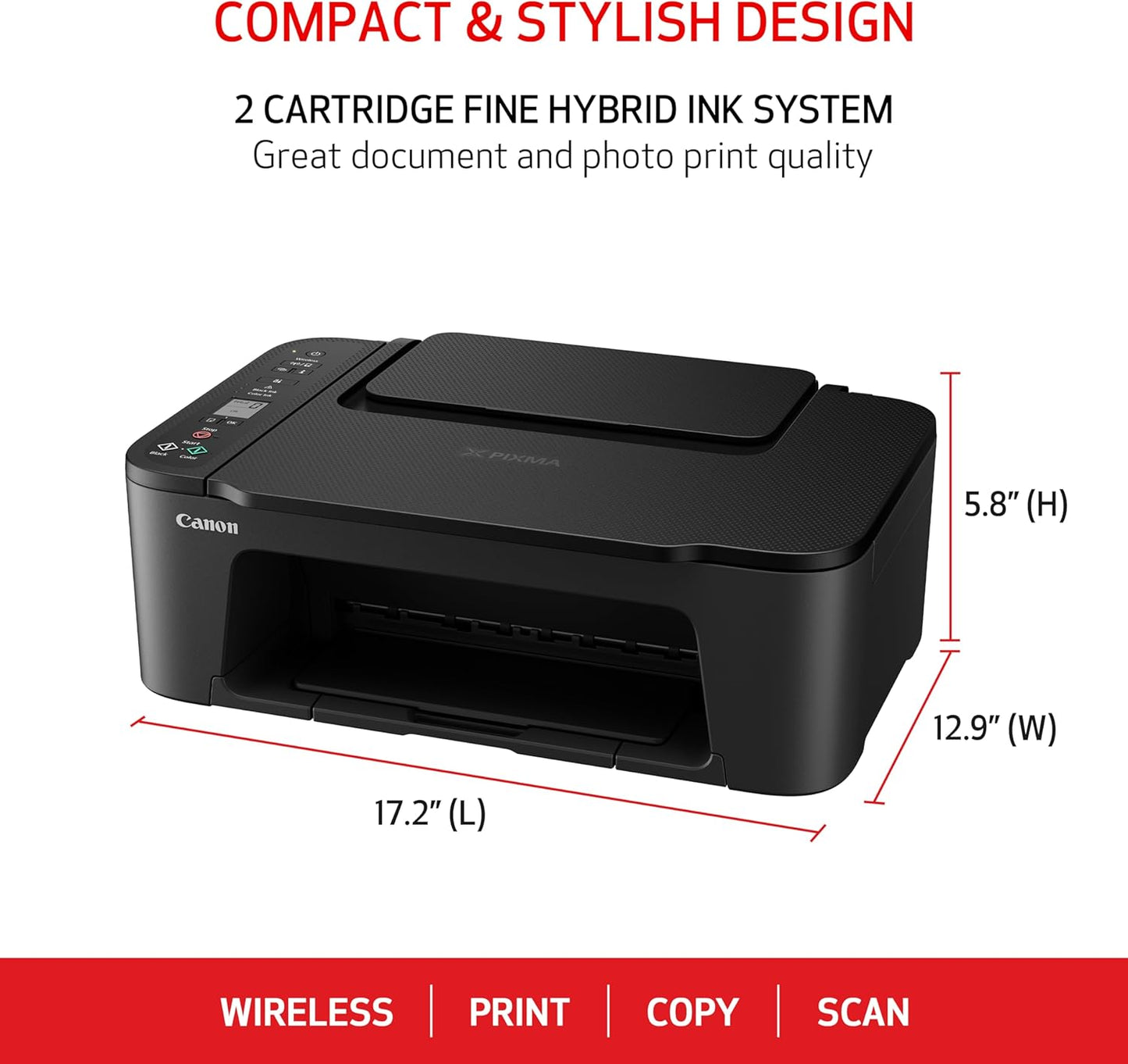 Canon PIXMA TS3520 Compact Wireless All-in-One Printer, Black