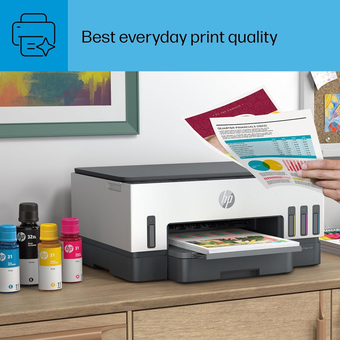 HP Smart -Tank 7001 Wireless All-in-One Cartridge-free Ink -Tank Printer, up to 2 years of ink included, mobile print, scan, copy (28B49A)